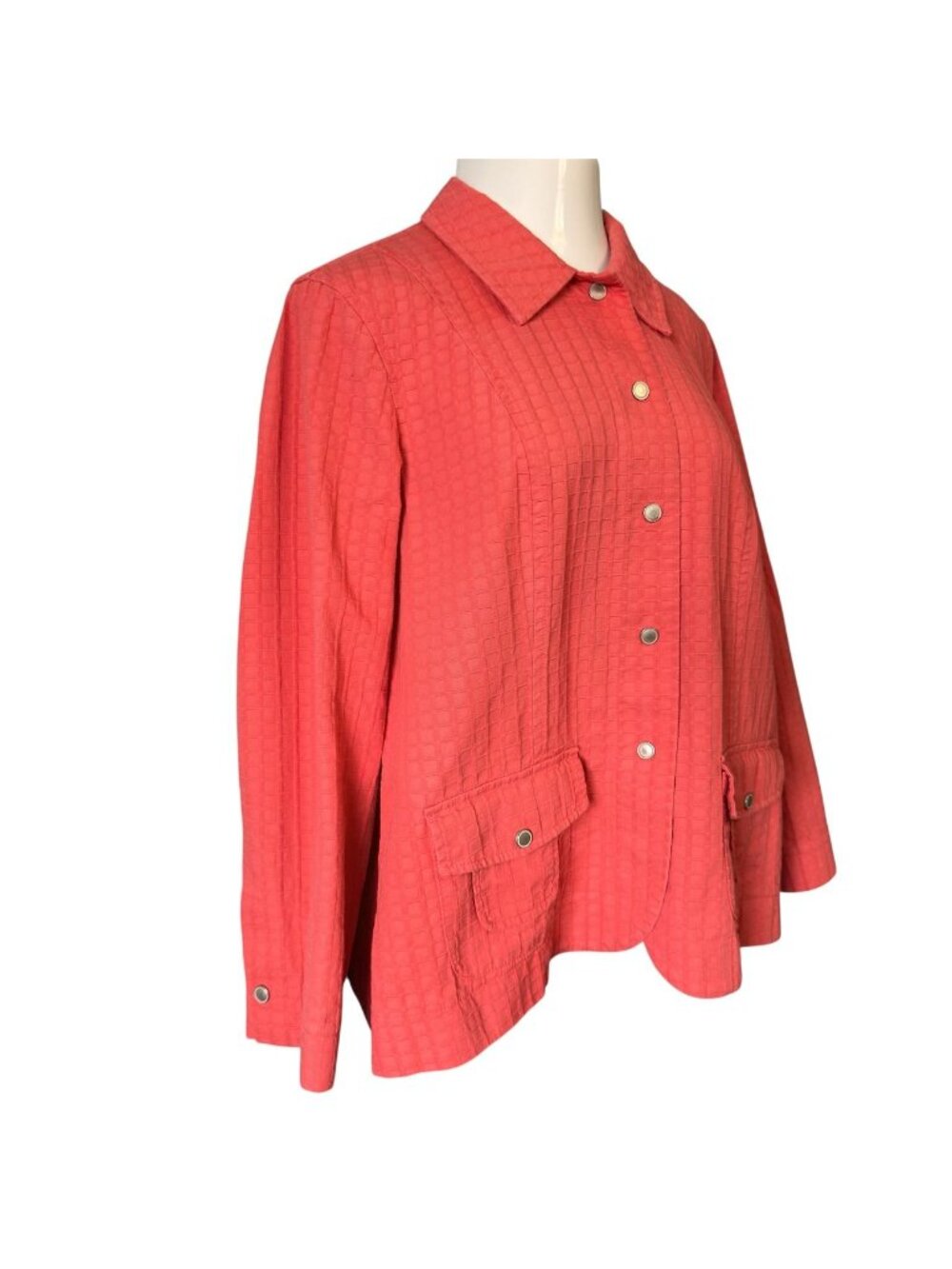 Coldwater Creek Womens 20 Jacket Orange Textured Cotton Pockets Snaps Spring - Picture 5 of 16